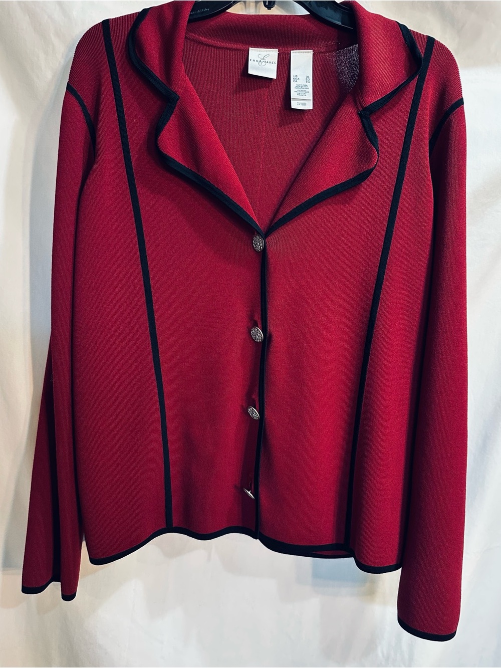Emma James Burgundy Blazer with Black Piping